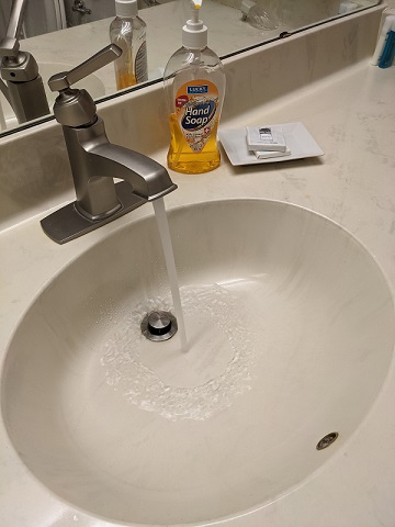 Sink with running water